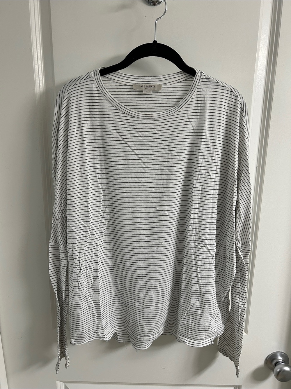 allsaints - striped oversized tee (open elbow)